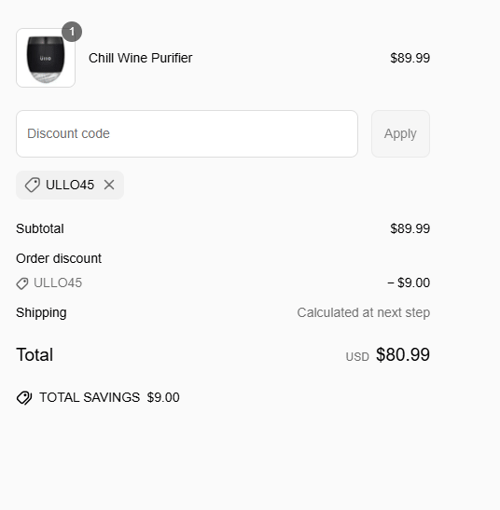 proof of working &Uuml;llo Wine Purifier coupon codes ULLO45
