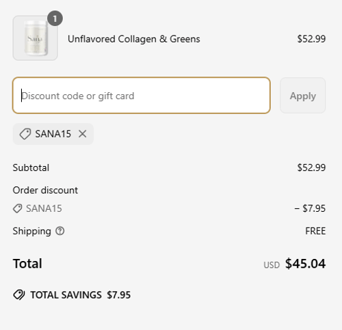 proof of working Sana Life discount codes SANA15