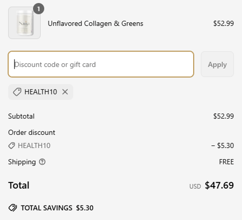 proof of working Sana Life discount codes HEALTH10