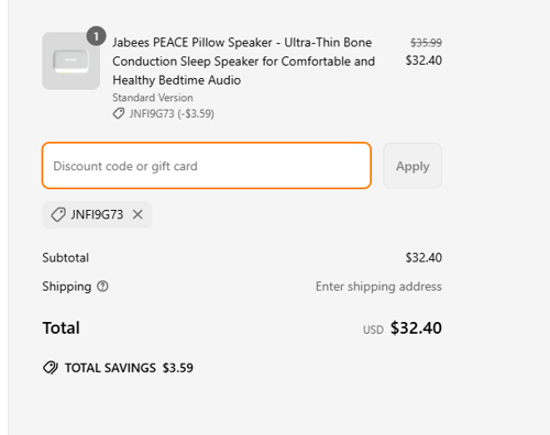 proof of working Jabees Store coupon codes JNFI9G73