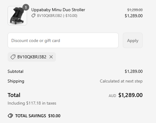 proof of working Baby Village discount codes BV10QKBRJ3B2