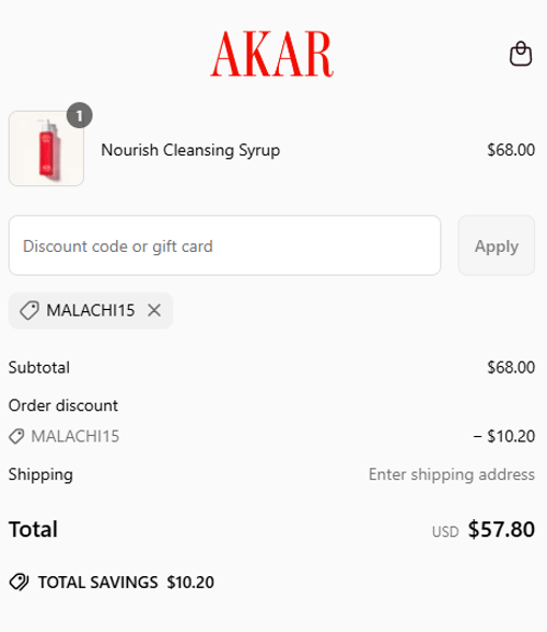proof of working AKAR Skin coupon codes MALACHI15