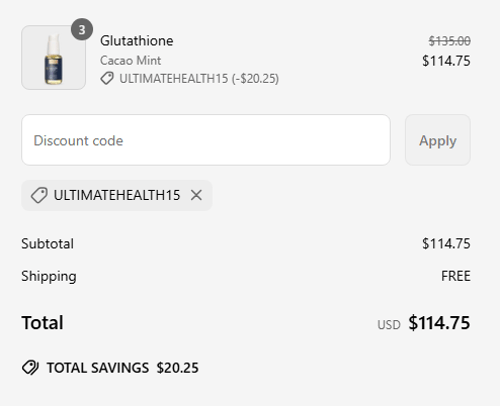 proof of working Quicksilver Scientific coupon codes ULTIMATEHEALTH15