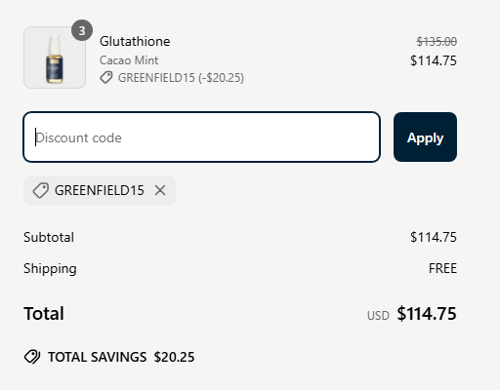 proof of working Quicksilver Scientific coupon codes GREENFIELD15