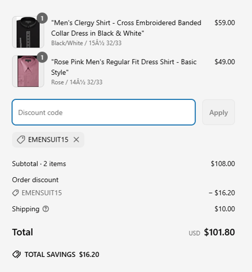 proof of working Emensuits coupon codes EMENSUIT15