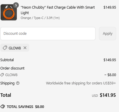 proof of working ChubbyCable discount codes GLOW8