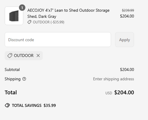 proof of working AECOJOY coupon codes OUTDOOR