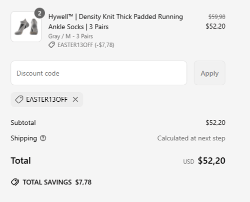 proof of working Hywell Socks discount codes EASTER13OFF