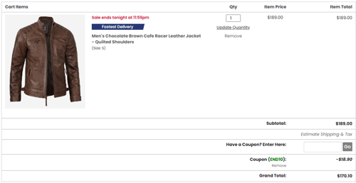 proof of working FJackets coupon codes END10