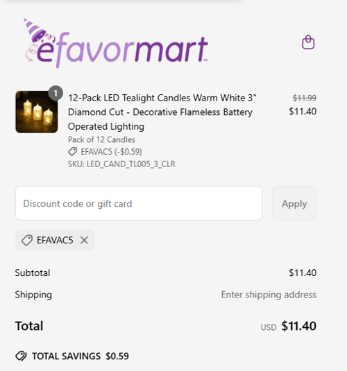 proof of working eFavormart discount codes EFAVAC5