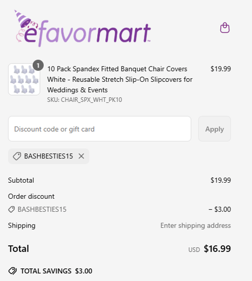 proof of working eFavormart discount codes BASHBESTIES15
