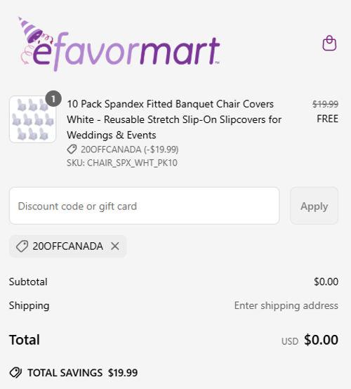 proof of working eFavormart discount codes 20OFFCANADA