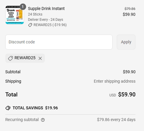 proof of working Supple coupon codes REWARD25