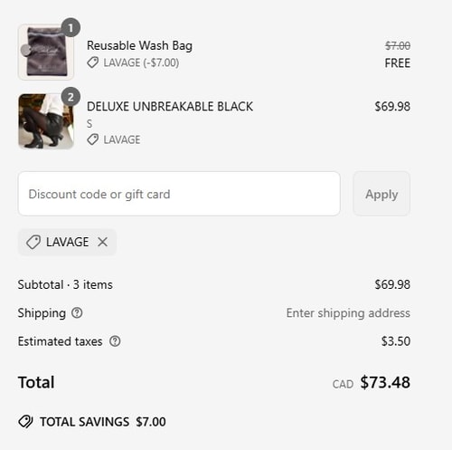 proof of working Signé Sarah promo codes LAVAGE