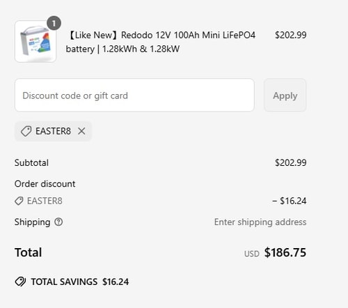 proof of working Redodo Power coupon codes EASTER8