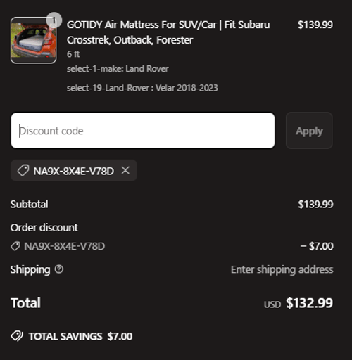 proof of working GOTIDY discount codes NA9X-8X4E-V78D