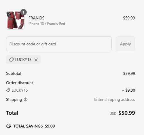 proof of working CASELES coupon codes LUCKY15