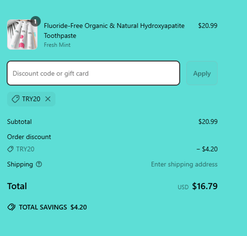 proof of working ORL Organic Oral Care discount codes TRY20