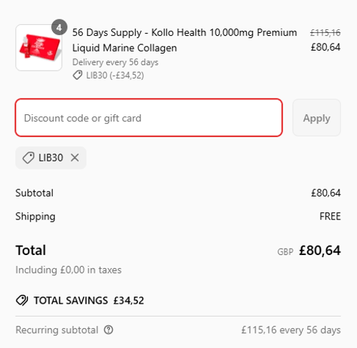 proof of working Kollo Health discount codes LIB30