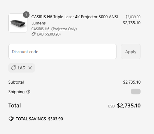 proof of working Nothing Projector discount codes LAD 