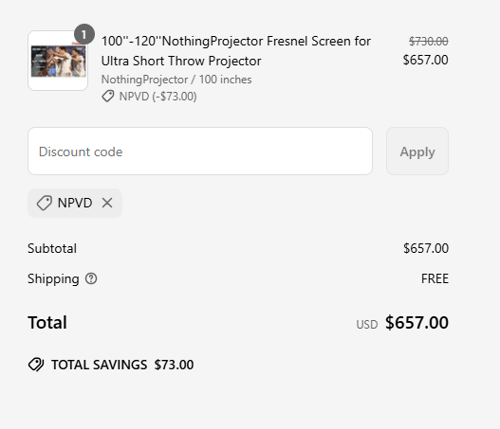 proof of working Nothing Projector discount codes NPVD 