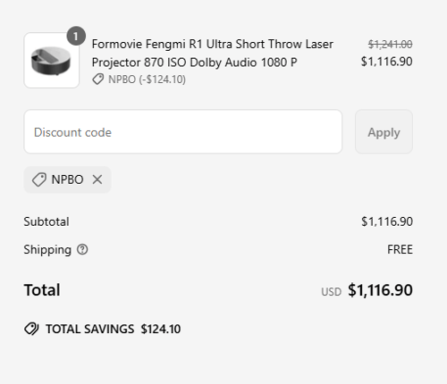 proof of working Nothing Projector discount codes NPBO