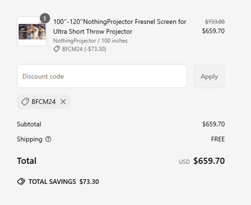 proof of working Nothing Projector discount codes BFCM24