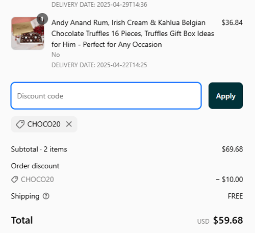 proof of working Andy Anand coupon codes CHOCO20