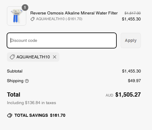 proof of working Not Only Water coupon codes AQUAHEALTH10