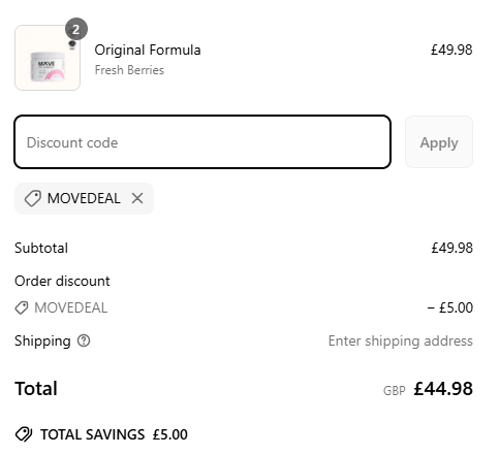 proof of working Move Pre-Workout discount codes MOVEDEAL
