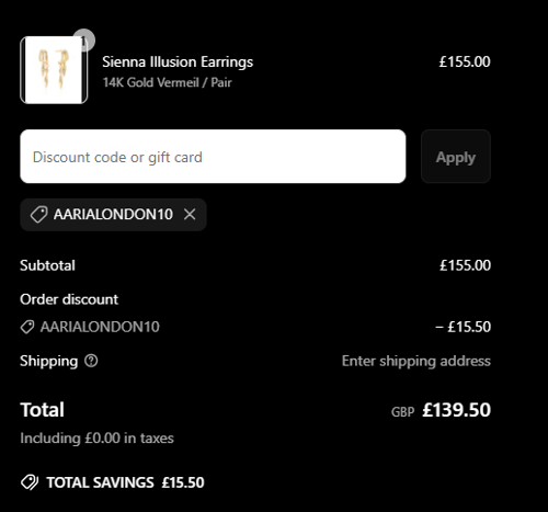 proof of working Aaria London discount codes AARIALO✱✱✱✱✱✱