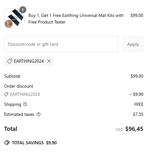 proof of working Earthing discount codes EARTHI✱✱✱✱✱✱