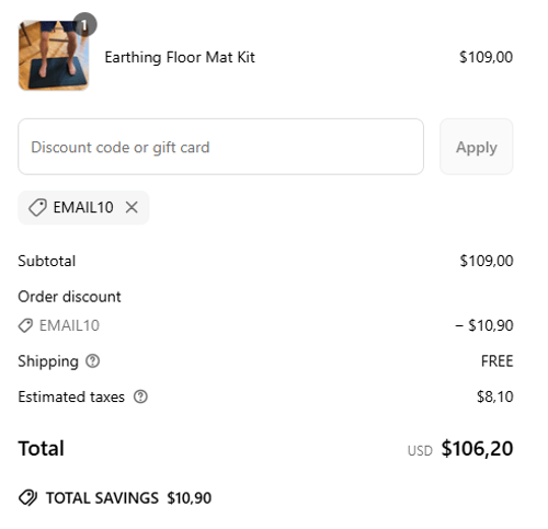 proof of working Earthing discount codes EMAIL10