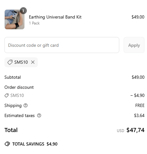 proof of working Earthing discount codes SMS10