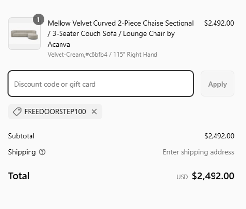proof of working ACANVA coupon codes FREEDOORSTEP100