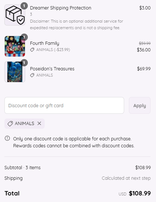 proof of working Dreamer Designs discount codes ANIMALS