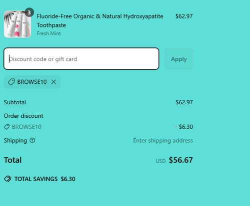 proof of working ORL Organic Oral Care discount codes BROWSE10