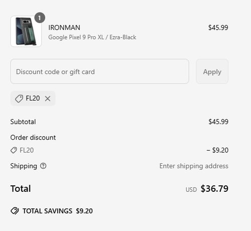 proof of working CASELES coupon codes FL20