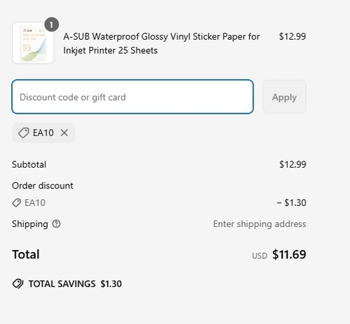 proof of working A-SUB coupon codes EA10