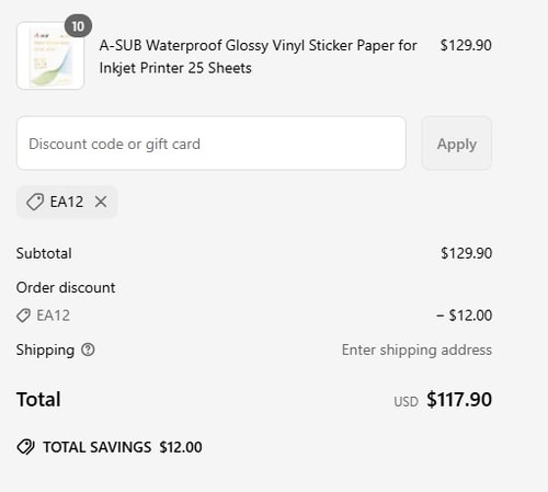 proof of working A-SUB coupon codes EA12