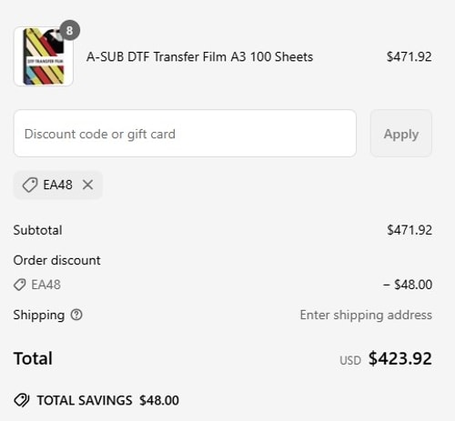 proof of working A-SUB coupon codes EA48
