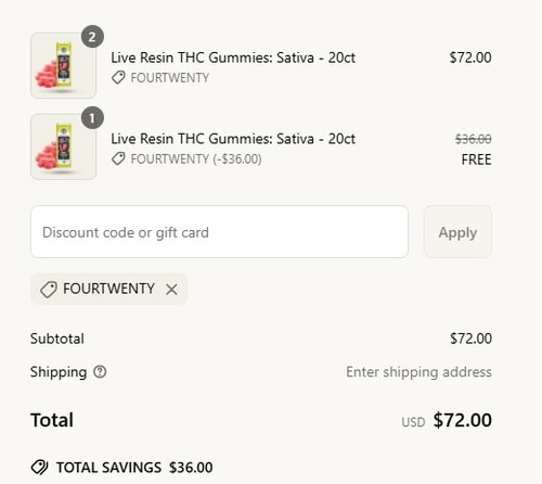 proof of working The Hemp Collect discount codes FOURTWENTY