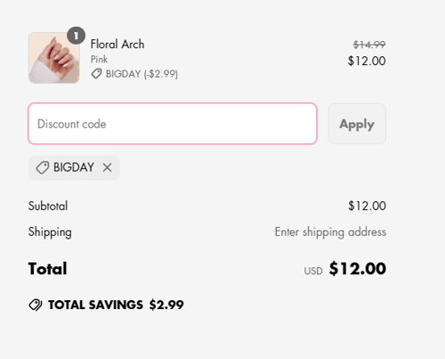 proof of working VSALON discount codes BIGDAY