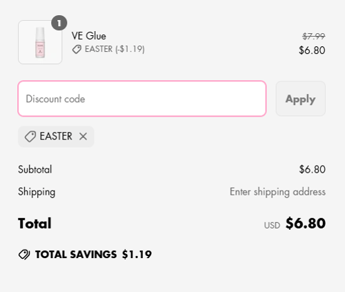 proof of working VSALON discount codes EASTER