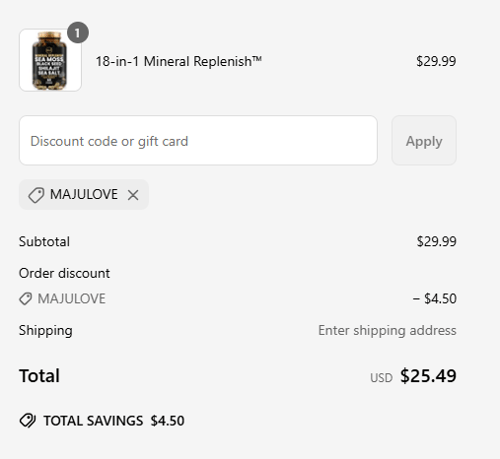 proof of working Maju Superfoods coupon codes MAJULOVE