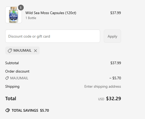 proof of working Maju Superfoods coupon codes MAJUMAIL
