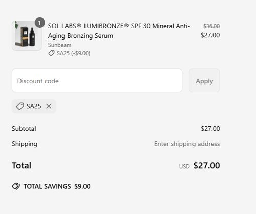 proof of working Sol Labs coupon codes SA25