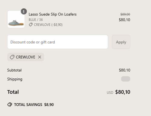 proof of working Chelsea Crew discount codes CREWLOVE
