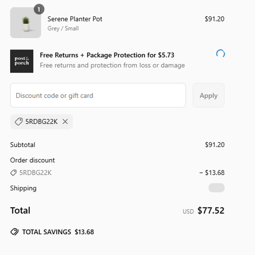 proof of working Post & Porch discount codes 5RDBG22K