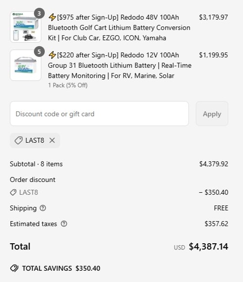 proof of working Redodo Power coupon codes LAST8